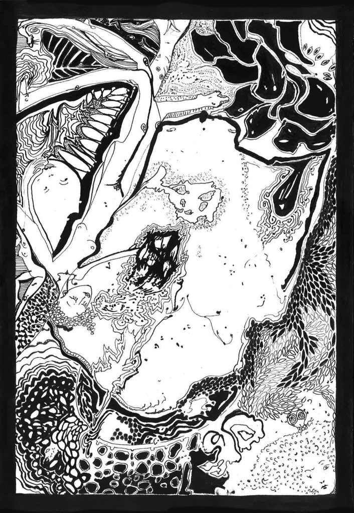 matousha dessin fleur noire encre de chine